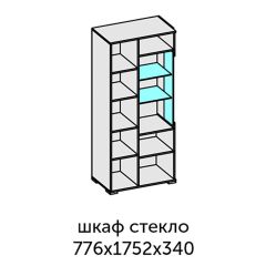 Аллегро-10 Шкаф 2дв. (со стеклом) (дуб крафт золотой-камень темный) в Нягани - nyagan.mebel24.online | фото 2