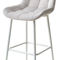 Барный стул ХОФМАН, цвет H-09 Светло-серый, велюр / белый каркас М-City в Нягани - nyagan.mebel24.online | фото