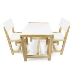 Детский растущий комплект стол и два стула  Я САМ "Лофт" (Белый, Сосна) в Нягани - nyagan.mebel24.online | фото