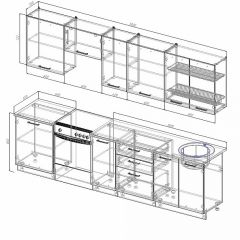 Кухонный гарнитур Антрацит 3000 (Стол. 26мм) в Нягани - nyagan.mebel24.online | фото 2