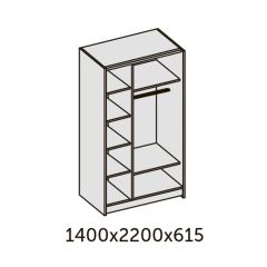 ИННЭС-5 Шкаф-купе 2-х дв. 1400 (2дв. Ф1 - ЛДСП белый глянец) в Нягани - nyagan.mebel24.online | фото 2