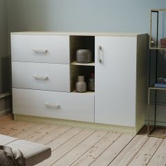 Комод К-3.1 (Дуб сонома/Белый жемчуг) в Нягани - nyagan.mebel24.online | фото 2