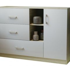 Комод К-3.1 (Дуб сонома/Белый жемчуг) в Нягани - nyagan.mebel24.online | фото