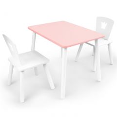 Комплект детской мебели стол и два стула Корона  (Розовый/Белый/Белый) в Нягани - nyagan.mebel24.online | фото