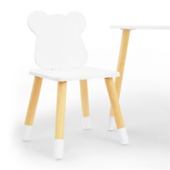Комплект детской мебели стол и два стула Мишутка (Белый/Белый/Береза) в Нягани - nyagan.mebel24.online | фото