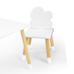 Комплект детской мебели стол и два стула Облачко (Белый/Белый/Береза) в Нягани - nyagan.mebel24.online | фото