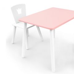 Комплект детской мебели стол и стул Корона (Розовый/Белый/Белый) в Нягани - nyagan.mebel24.online | фото