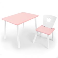 Комплект детской мебели стол и стул Корона (Розовый/Розовый/Белый) в Нягани - nyagan.mebel24.online | фото