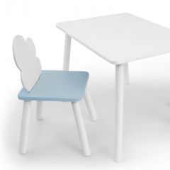 Комплект детской мебели стол и стул Облачко (Белый/Голубой/Белый) в Нягани - nyagan.mebel24.online | фото