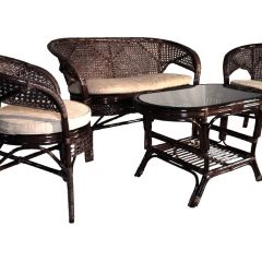 Комплект Пеланги 02/15 с 2-х местным диваном и овальным столом (Темно-коричневый) в Нягани - nyagan.mebel24.online | фото 1