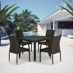 Комплект плетеной мебели T257A/YC379A-W53 Brown (4+1) + подушки на стульях в Нягани - nyagan.mebel24.online | фото 1