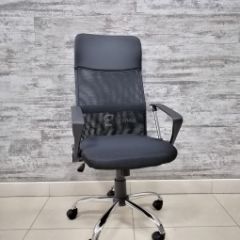 Кресло Barneo K-134H для персонала (черная ткань черная сетка) в Нягани - nyagan.mebel24.online | фото 1