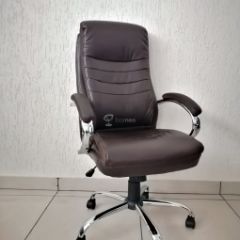 Кресло Barneo K-58 для руководителя (коричневая экокожа) в Нягани - nyagan.mebel24.online | фото