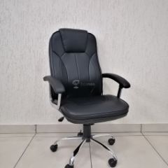 Кресло Barneo K-8 для руководителя (черная экокожа) в Нягани - nyagan.mebel24.online | фото 1
