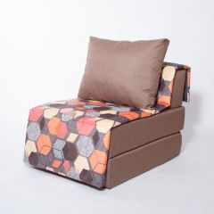 Кресло-кровать бескаркасное Харви (коричневый-геометрия браун) в Нягани - nyagan.mebel24.online | фото