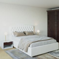 Кровать Берлин с ПМ 1400 (экокожа белая) в Нягани - nyagan.mebel24.online | фото