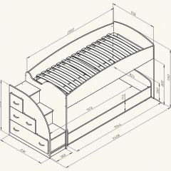 Кровать-чердак "Дюймовочка-4.2"  Дуб молочный/Оранжевый в Нягани - nyagan.mebel24.online | фото 3