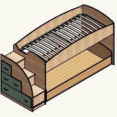 Кровать-чердак "Дюймовочка-4.2"  Дуб молочный/Оранжевый в Нягани - nyagan.mebel24.online | фото 4