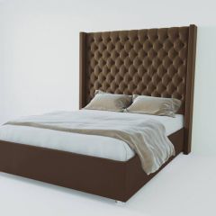 Кровать Версаль ЛЮКС с ПМ 2000 (экокожа коричневая) в Нягани - nyagan.mebel24.online | фото