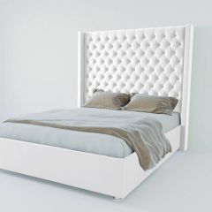 Кровать Версаль ЛЮКС с ПМ 800 (экокожа белая) в Нягани - nyagan.mebel24.online | фото