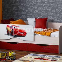 Кровать Юниор-12 с фотопеч. "Тачки" в Нягани - nyagan.mebel24.online | фото