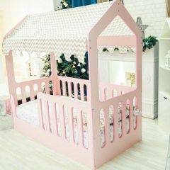 Кровать-домик без ящика 800*1600 (Розовый) в Нягани - nyagan.mebel24.online | фото
