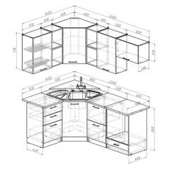 Кухонный гарнитур Лариса оптима 4 1400х2000 мм в Нягани - nyagan.mebel24.online | фото 2