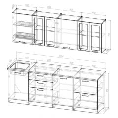 Кухонный гарнитур Лоретта компакт 2200 мм в Нягани - nyagan.mebel24.online | фото 2