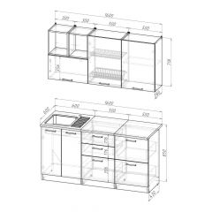 Кухонный гарнитур Надежда стандарт 4 1600 мм в Нягани - nyagan.mebel24.online | фото 2