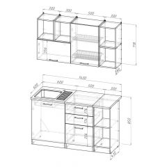 Кухонный гарнитур Ольга медиум 3 1400 мм в Нягани - nyagan.mebel24.online | фото 2