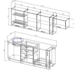 Кухонный гарнитур Вегас 2550 (Стол. 26мм) в Нягани - nyagan.mebel24.online | фото 2