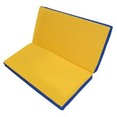 Мат гимнастический 1х1х0,05м складной цв. синий-желтый в Нягани - nyagan.mebel24.online | фото 1