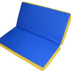 Мат гимнастический 1х1х0,08м складной цв. синий-желтый в Нягани - nyagan.mebel24.online | фото 1