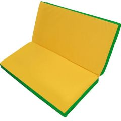 Мат гимнастический 1х1х0,08м складной цв. зеленый-желтый в Нягани - nyagan.mebel24.online | фото 1