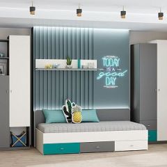Модульная детская Клео (ЛДСП графит-миндаль-океан) в Нягани - nyagan.mebel24.online | фото 2