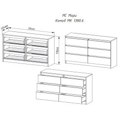 МОРИ МК 1380.6 Комод (графит) в Нягани - nyagan.mebel24.online | фото 3