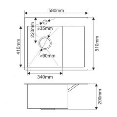 Мойка HD5851L MELANA ProfLine 3,0/200 САТИН врезная прямоугольная с коландером HD5851L в Нягани - nyagan.mebel24.online | фото 2