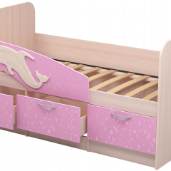 Кровать Дельфин 1,6 (Дуб молочный/фасад - Ламарти розовый) в Нягани - nyagan.mebel24.online | фото