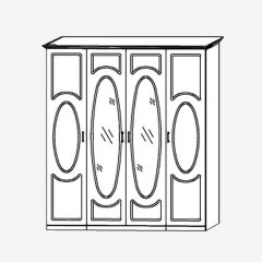 Прованс-2 Шкаф 4-х дверный с 2 зеркалами (Итальянский орех/Груша с платиной черной) в Нягани - nyagan.mebel24.online | фото