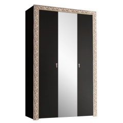 Шкаф 3-х дв.Тиффани Premium черная/золото (ТФШ1/3(П) в Нягани - nyagan.mebel24.online | фото