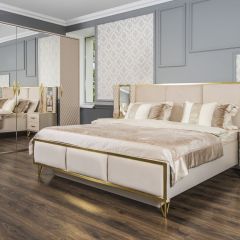 Шкаф 5-ти ств с зеркалами Lara (бежевый глянец) в Нягани - nyagan.mebel24.online | фото 4