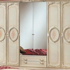 Шкаф 6-и дверный с зеркалами (01.146) Роза (беж) в Нягани - nyagan.mebel24.online | фото