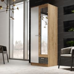 Шкаф Адель 800 с полками (дуб вотан/белый глянец) в Нягани - nyagan.mebel24.online | фото