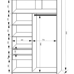 Шкаф-купе 1400 серии SOFT D1+D3+B2+PL1 (2 ящика+1штанга) профиль «Графит» в Нягани - nyagan.mebel24.online | фото 3