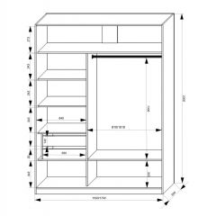 Шкаф-купе 1500 серии NEW CLASSIC K2+K2+B2+PL2(2 ящика+1 штанга+1 полка) профиль «Капучино» в Нягани - nyagan.mebel24.online | фото 3