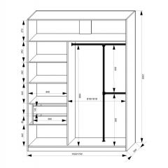 Шкаф-купе 1500 серии NEW CLASSIC K4+K4+B2+PL4 (2 ящика+F обр. штанга) профиль «Капучино» в Нягани - nyagan.mebel24.online | фото 3