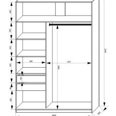 Шкаф-купе 1600 серии SOFT D1+D3+B2+PL1 (2 ящика+1штанга) профиль «Графит» в Нягани - nyagan.mebel24.online | фото 4