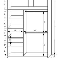 Шкаф-купе 1600 серии SOFT D8+D2+B2+PL4 (2 ящика+F обр.штанга) профиль «Графит» в Нягани - nyagan.mebel24.online | фото 2