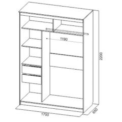 Шкаф-купе №19 Серия 3 Инфинити с зеркалами (1700) Ясень Анкор светлый в Нягани - nyagan.mebel24.online | фото 6