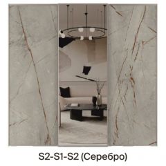 Шкаф-купе 1950 серии SILVER S7+S1+S7Z B22+PL1 (по 2 ящика лев/прав+1штанга) профиль «Серебро» в Нягани - nyagan.mebel24.online | фото 7